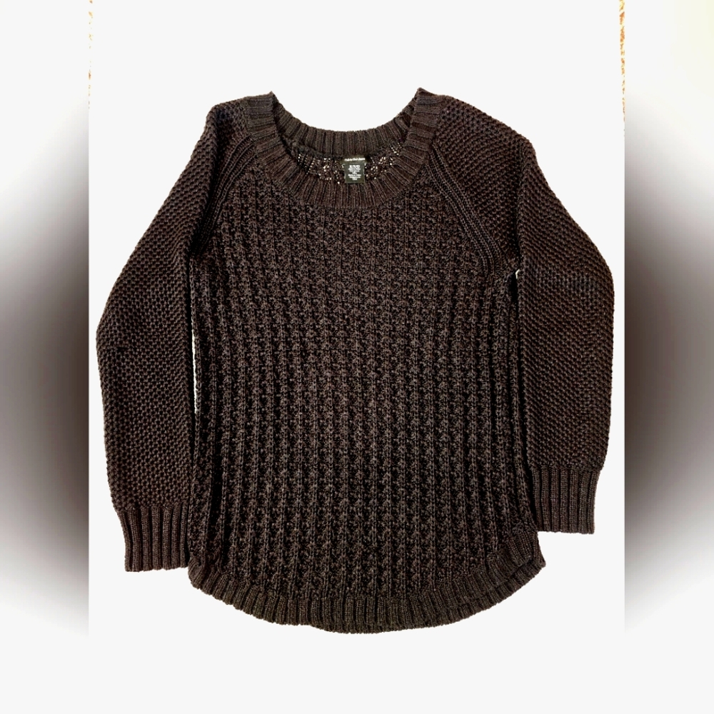 Calvin Klein Jeans Black Crew Neck Sweater with Textured Knit
